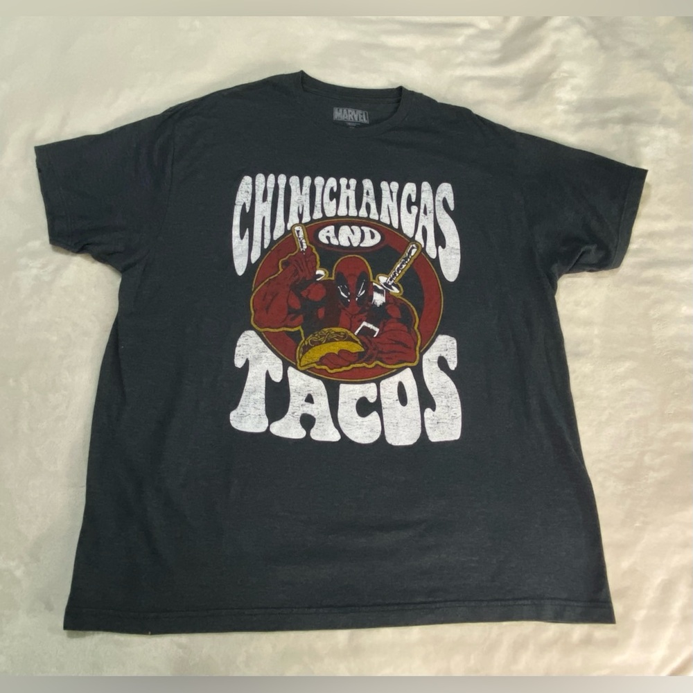 Marvel Comics Deadpool Chimichangas & Tacos Short Sleeve Graphic Tee Men's 2XL